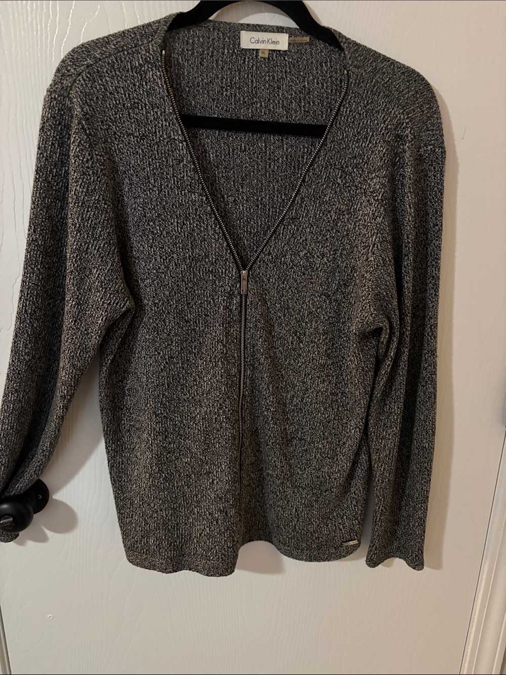 Calvin Klein Heather Gray V-Neck Zip Sweater